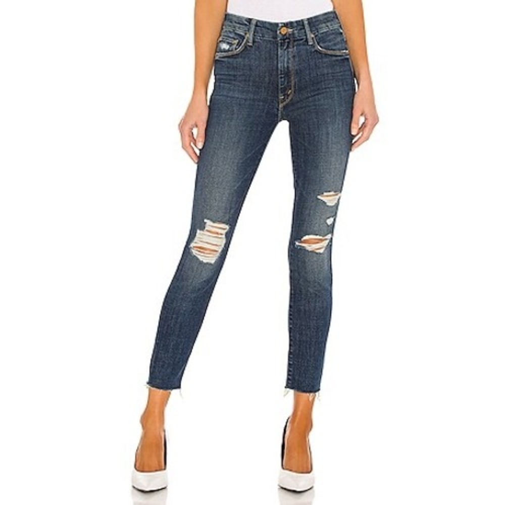Mother High Waisted Looker Ankle Fray Jeans Wicked Wildflower Distressed Size 31